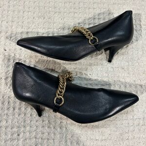 Burberry Bronwen Black Kitten Heel Gold Chain 37.5
